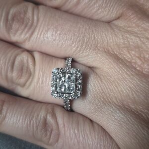 14k White Gold 2.10 Ct Princess Cut Quad Ring